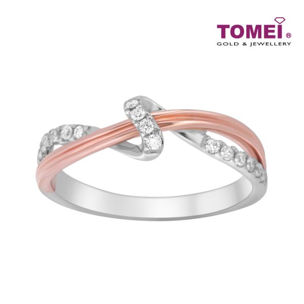 TOMEI Precious Trinity Collection Diamond Ring, White+Rose Gold 585 Online Hot Sale