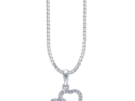 TOMEI Dwi-Heart Diamond Pendant Set, White Gold 585 Online Sale