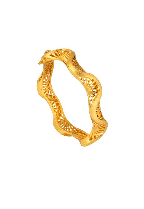 TOMEI Hollow Curvy Bangle, Yellow Gold 916 Sale