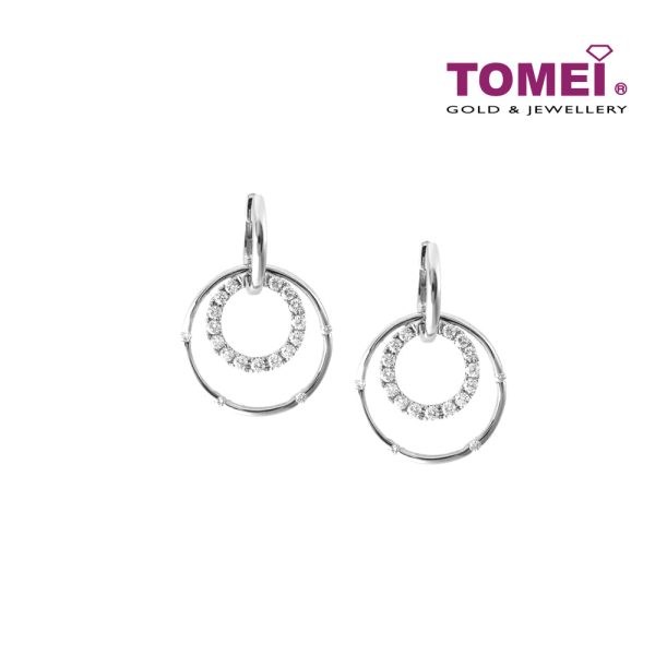 TOMEI Vignette of Sphericity Duo in Sparkling Verve Earrings, Diamond White Gold 750 (E903) Fashion