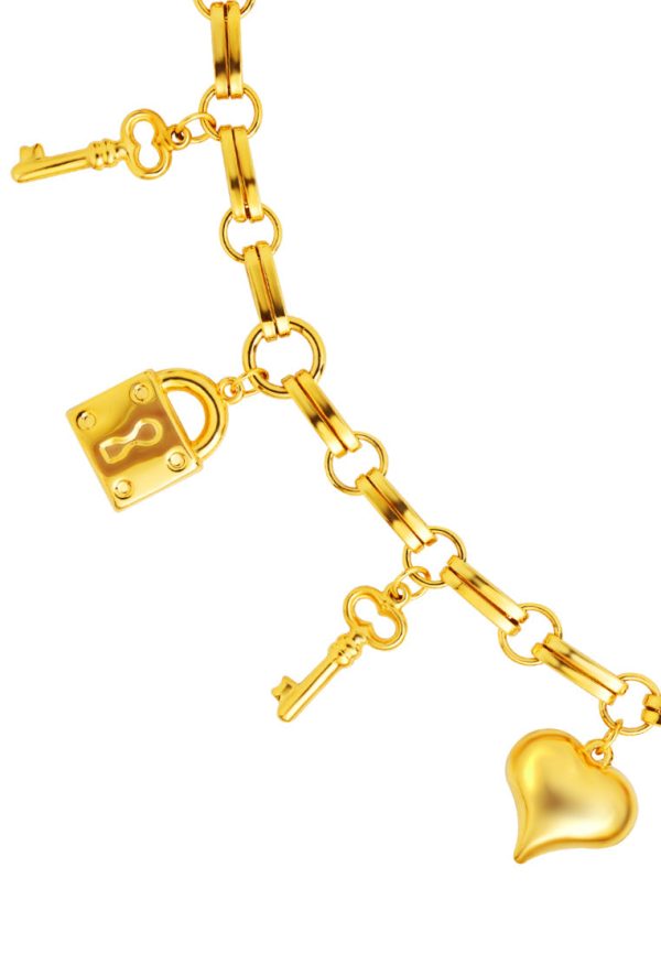 TOMEI Lusso Italia Love Lock Bracelet, Yellow Gold 916 Discount