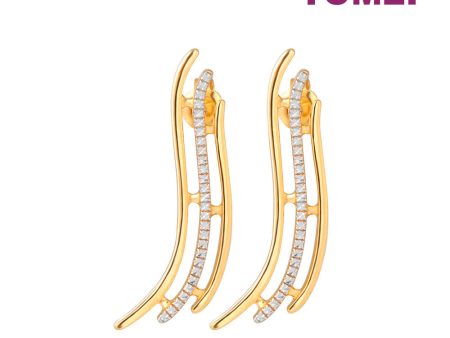 TOMEI Diamond Cut Collection Vogue Style Earrings, Yellow Gold 916 Online Sale