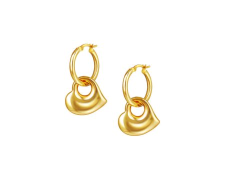 TOMEI Lusso Italia Chunky Heart Hoop Earrings, Yellow Gold 916 Online Hot Sale