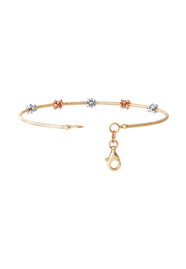 TOMEI Tri-Tones Bead Bunches Bangle, Gold 585 Online now