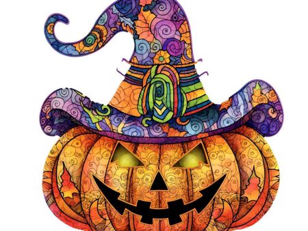 Witchy Pumpkin Halloween - Jigsaw Puzzle Hot on Sale