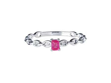 TOMEI Ruby Diamond Ring, White Gold 750 Hot on Sale