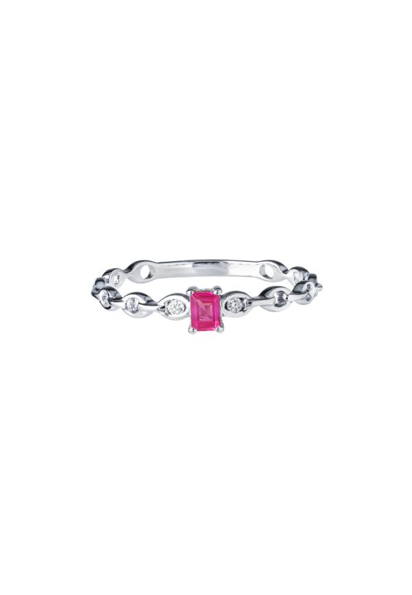 TOMEI Ruby Diamond Ring, White Gold 750 Hot on Sale