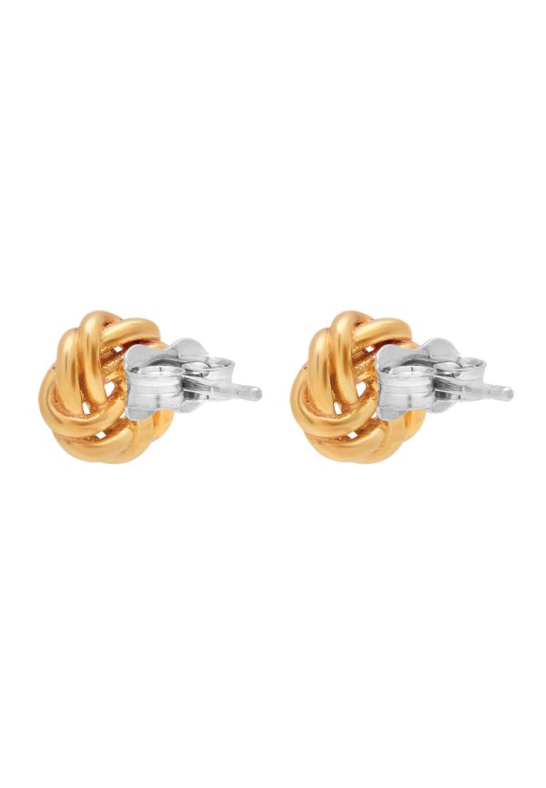 TOMEI Trio Tone Rounded Knot Earrings, Gold 585 Discount