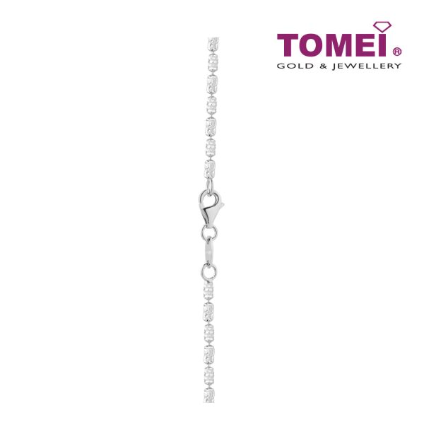 Tomei Sparkling with Laser Necklace, Unisex White Gold 585 Cheap