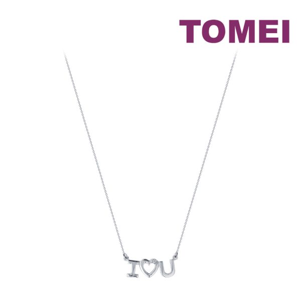 TOMEI I LOVE U Diamond Necklace, White Gold 375 For Cheap