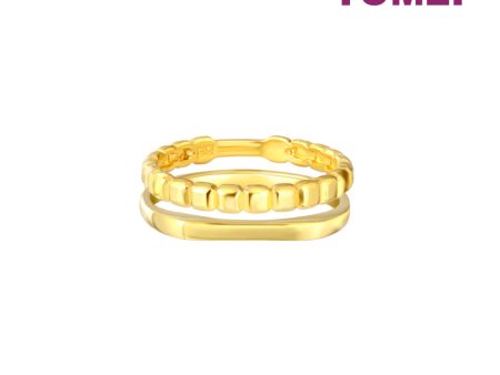 TOMEI Mix & Match Stackable Ring (2 Pcs), Yellow Gold 916 Online Hot Sale