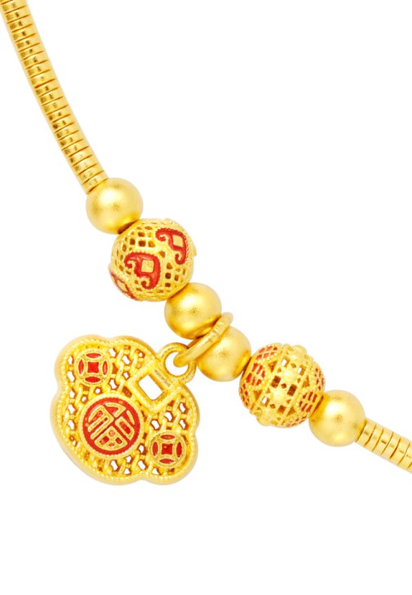 TOMEI x XIFU Vintage Ruyi Lock Bracelet, Yellow Gold 999 Discount