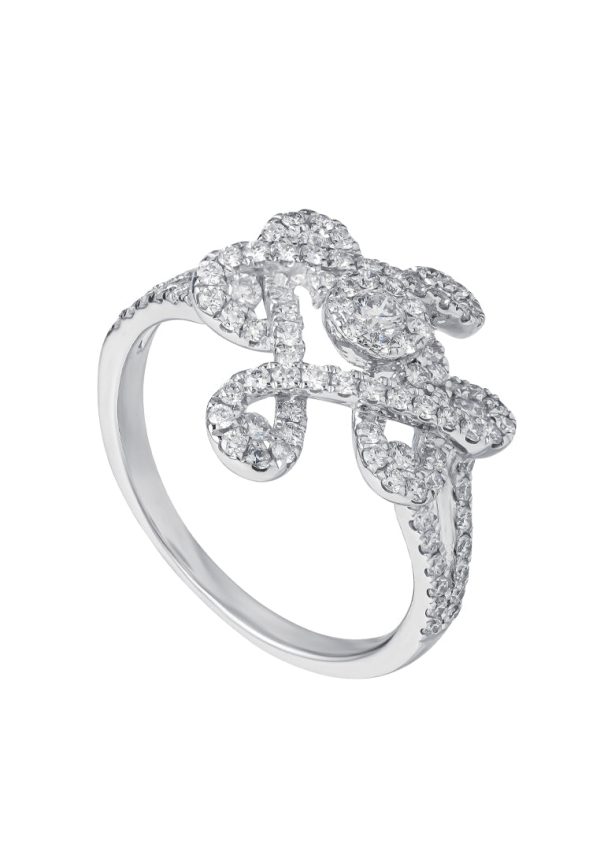 TOMEI Ruyi Knot Diamond Ring, White Gold 750 For Cheap