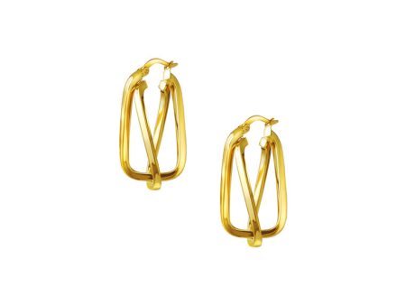 TOMEI Lusso Italia Criss Cross Rectangle Earrings, Yellow Gold 916 Fashion