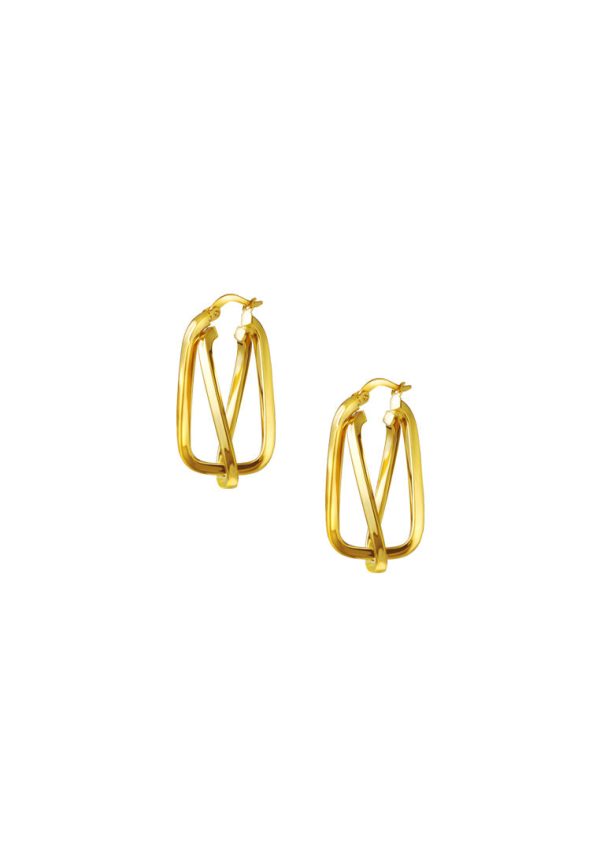 TOMEI Lusso Italia Criss Cross Rectangle Earrings, Yellow Gold 916 Fashion