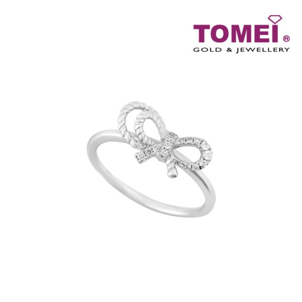 TOMEI Ribband in Bedazzling Pizzazz Ring, Diamond White Gold 375 (R073691) For Sale