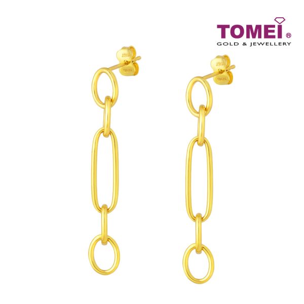 TOMEI Lusso Italia Oval Dangling Earrings, Yellow Gold 916 For Sale