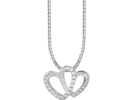 TOMEI Dwi-Heart Pendant Set, White Gold 585 Hot on Sale