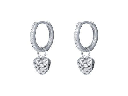 TOMEI Little Sweet Heart Loop Earrings, White Gold 585 on Sale