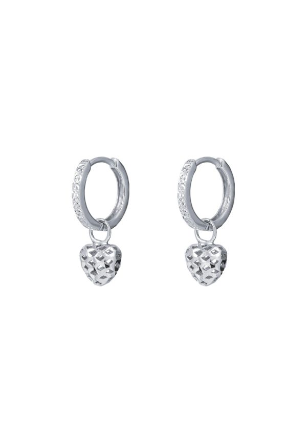 TOMEI Little Sweet Heart Loop Earrings, White Gold 585 on Sale