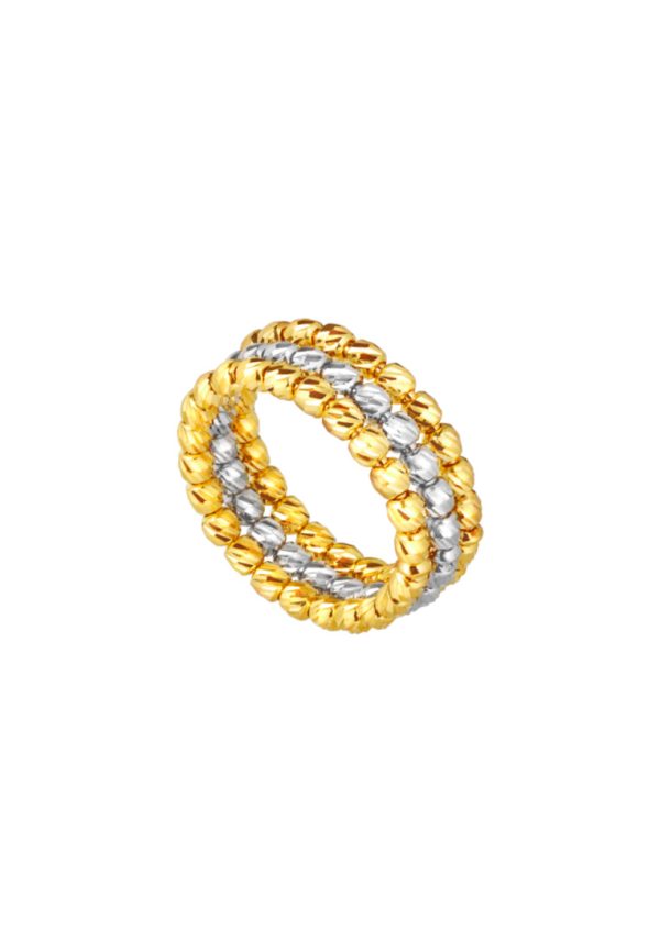 TOMEI Tri-Row Full Beads Ring, Yellow Gold 916 Online Hot Sale