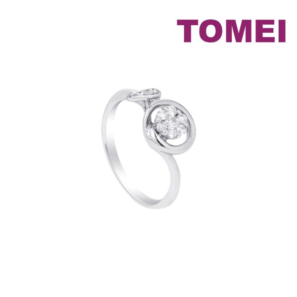 TOMEI Minimalist Blossom Diamond Ring, White Gold 375 Cheap