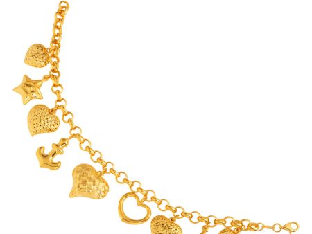 TOMEI Lusso Italia Starry Heart Bracelet, Yellow Gold 916 For Discount