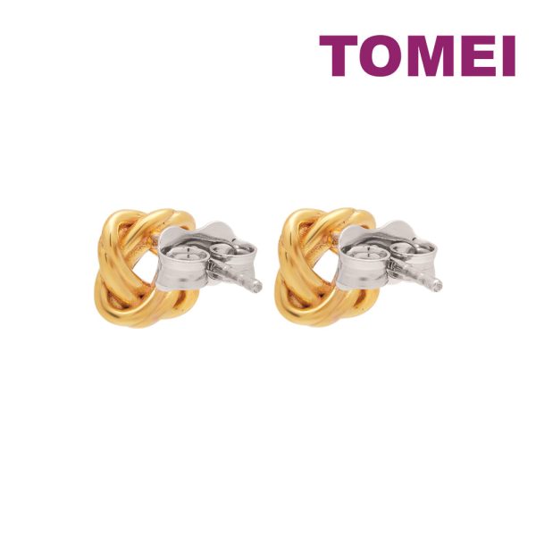 TOMEI Trio Tone Knot Earrings, Gold 585 Online now