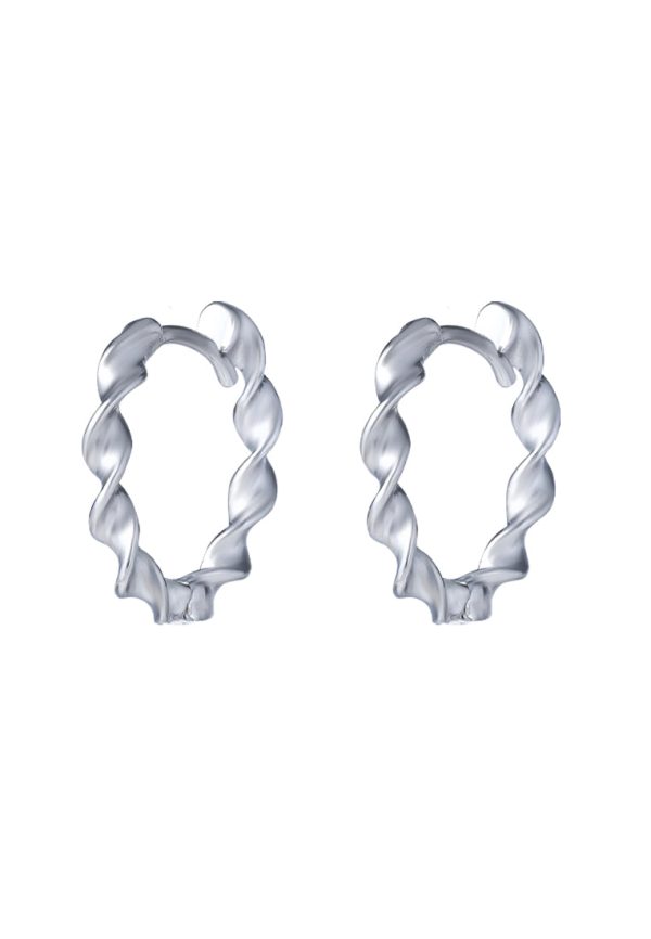 TOMEI Twisted Hoop Earrings, White Gold 585 on Sale