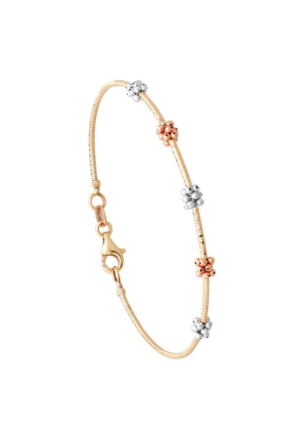 TOMEI Tri-Tones Bead Bunches Bangle, Gold 585 Online now