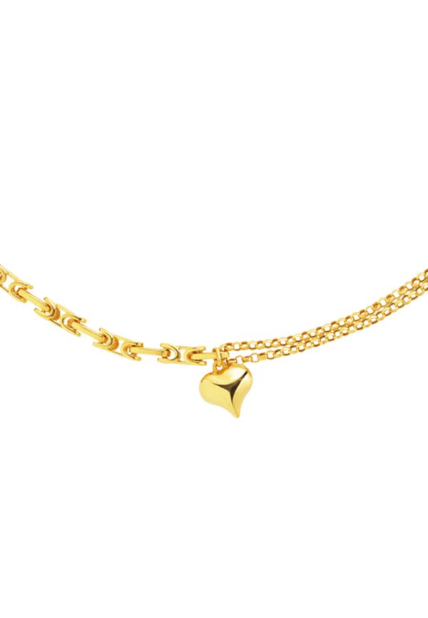 TOMEI Lusso Italia Dual-Chain Heart Bracelet, Yellow Gold 916 Online now