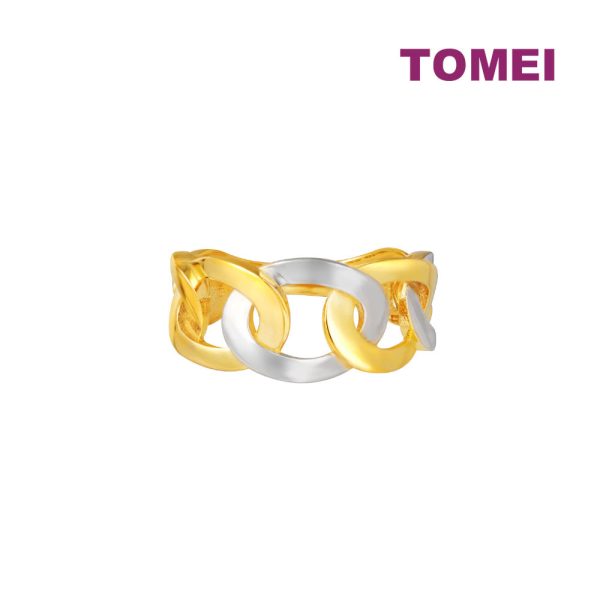 TOMEI Lusso Italia Dual-Tone Linked Ring, Yellow Gold 916 Online Sale