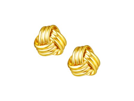 TOMEI Lusso Italia Ribbed Knotted Earrings, Yellow Gold 916 Cheap