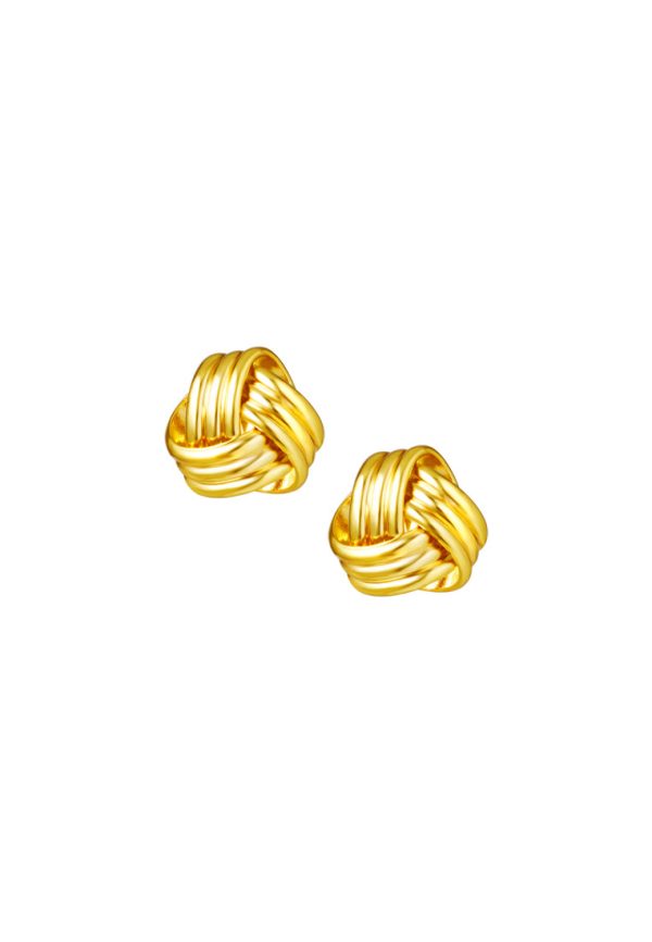 TOMEI Lusso Italia Ribbed Knotted Earrings, Yellow Gold 916 Cheap