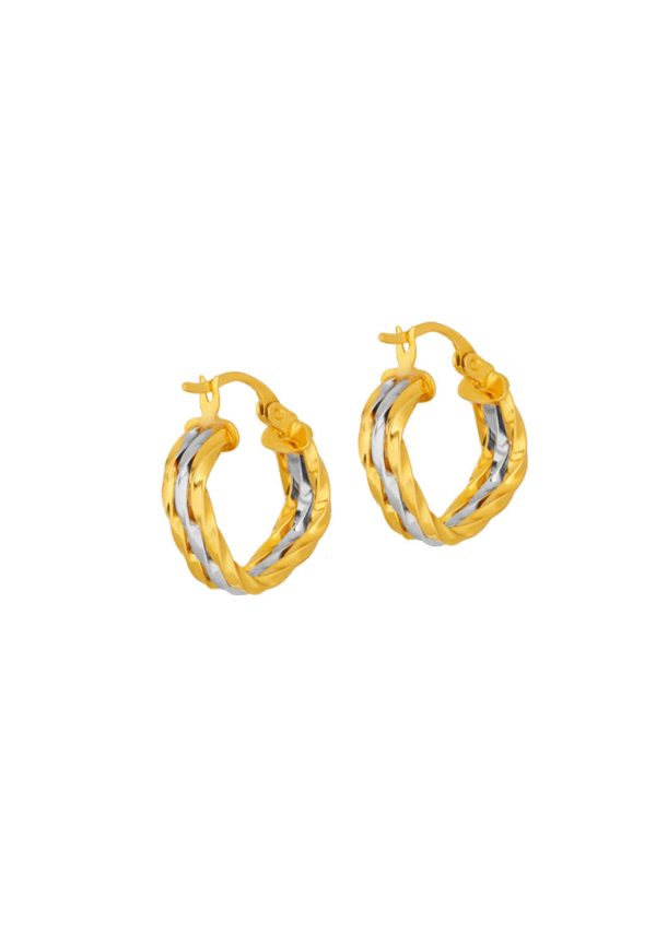 TOMEI Lusso Italia Dual-Tone Hoop Earrings, Yellow Gold 916 Cheap