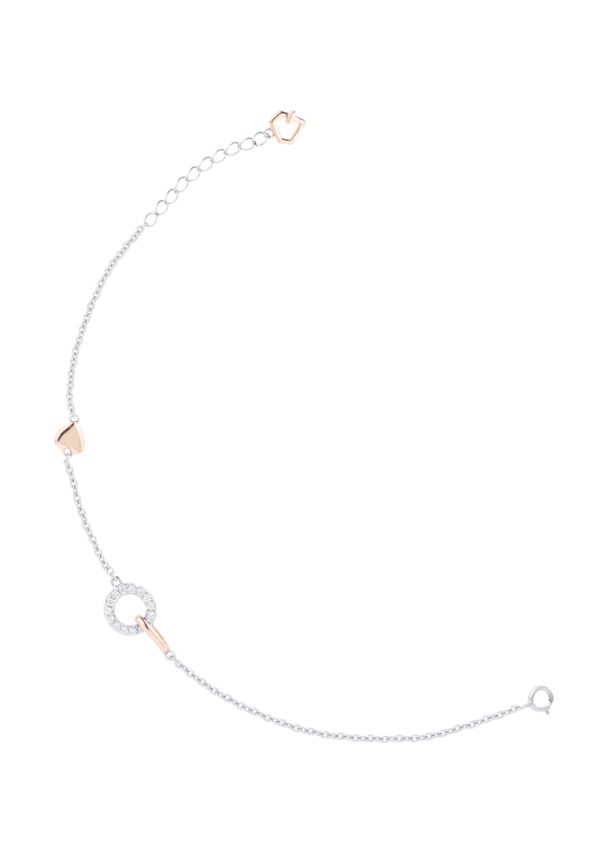 TOMEI Minimalist Diamond Bracelet, White+Rose Gold 585 For Discount