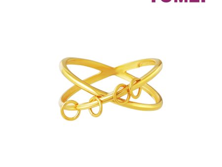 TOMEI Lusso Italia Cross Chains Ring, Yellow Gold 916 For Cheap