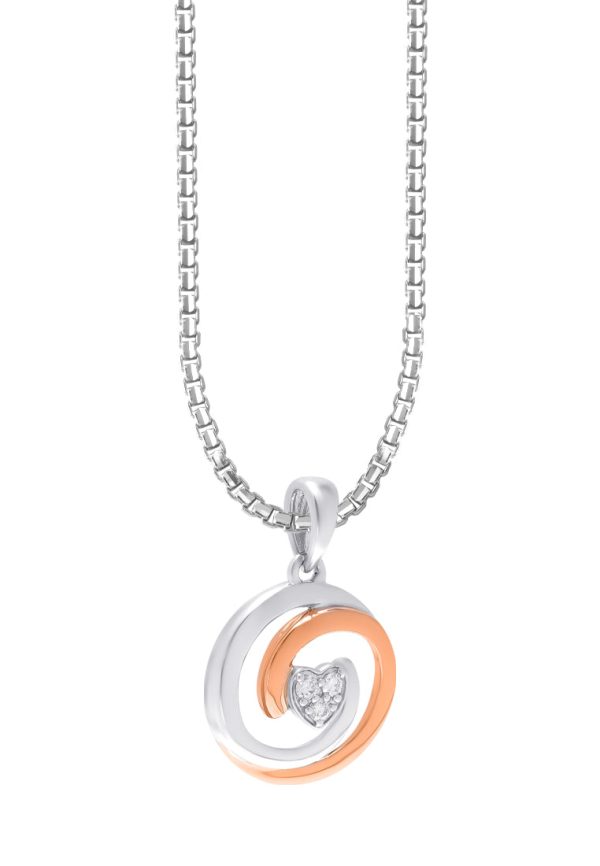 TOMEI Mesmerizing Circle Pendant Set, White+Rose Gold 585 on Sale