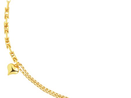 TOMEI Lusso Italia Dual-Chain Heart Bracelet, Yellow Gold 916 Online now