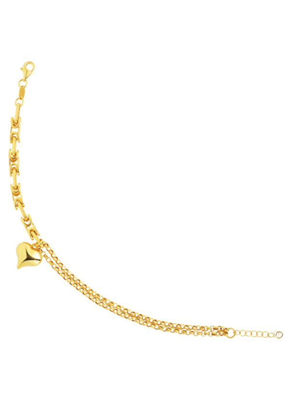 TOMEI Lusso Italia Dual-Chain Heart Bracelet, Yellow Gold 916 Online now