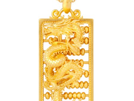 TOMEI Dragon With Abacus Pendant, Yellow Gold 999 For Discount