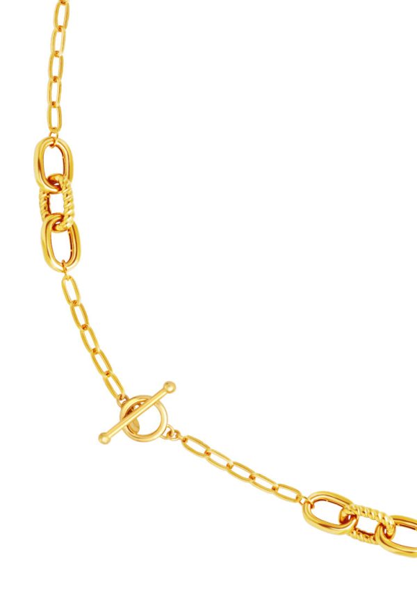 TOMEI Sculpted Trio Link Necklace, Yellow Gold 916 Online Sale