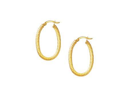 TOMEI Lusso Italia Textured Oval Hoop Earrings, Yellow Gold 916 Cheap