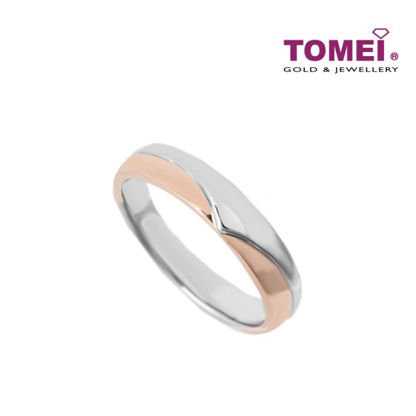 TOMEI EB Evermore Couple Rings I White+Rose Gold 750 (EBE-R4854 EBE-R4855) For Sale