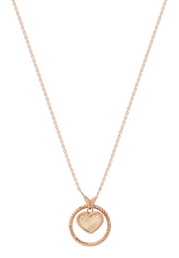 TOMEI Rouge Collection, Nacre Heart in Circle Necklace, Rose Gold 750 For Discount