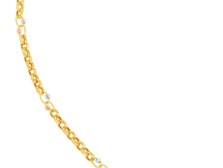 TOMEI Lusso Italia Triple Tone Trace Bracelet, Yellow Gold 916 Hot on Sale