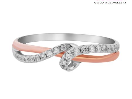 TOMEI Precious Trinity Collection Diamond Ring, White+Rose Gold 585 For Sale