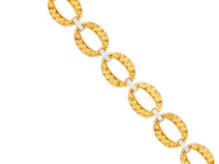 TOMEI Oval Flower Bracelet, Yellow Gold 916 on Sale