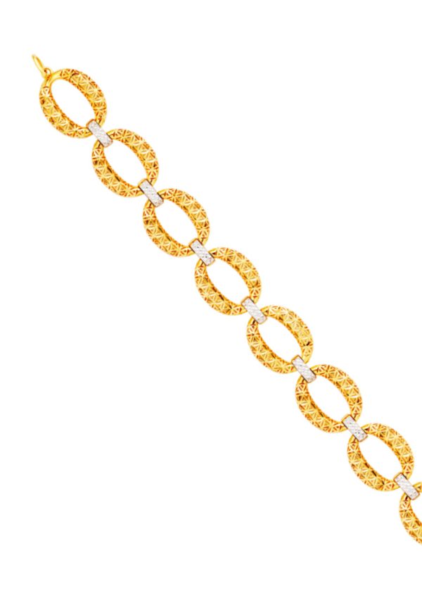 TOMEI Oval Flower Bracelet, Yellow Gold 916 on Sale