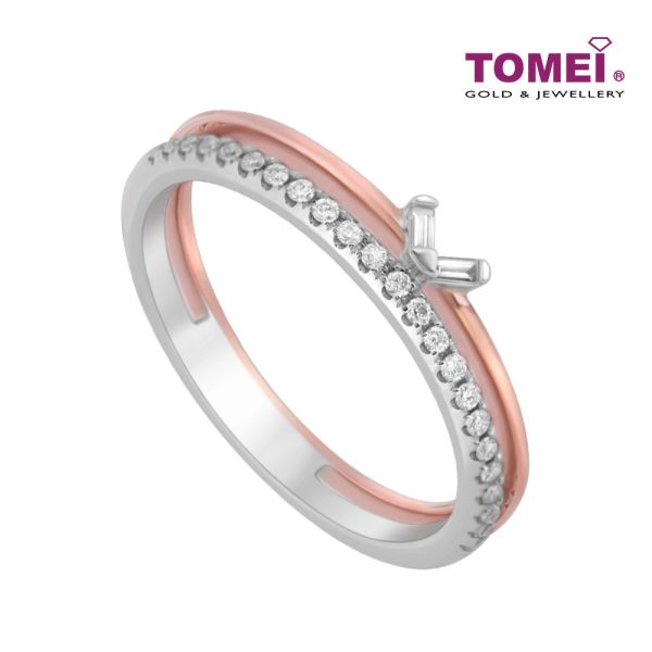 TOMEI Precious Trinity Collection Diamond Ring, White+Rose Gold 585 For Discount